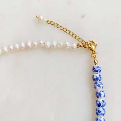 So Fresh Pearl And Porcelain Choker Necklace: Black
