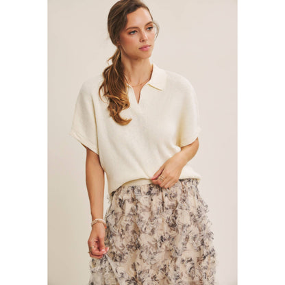 Beaumont Effortless Rib Knit Top: Cream