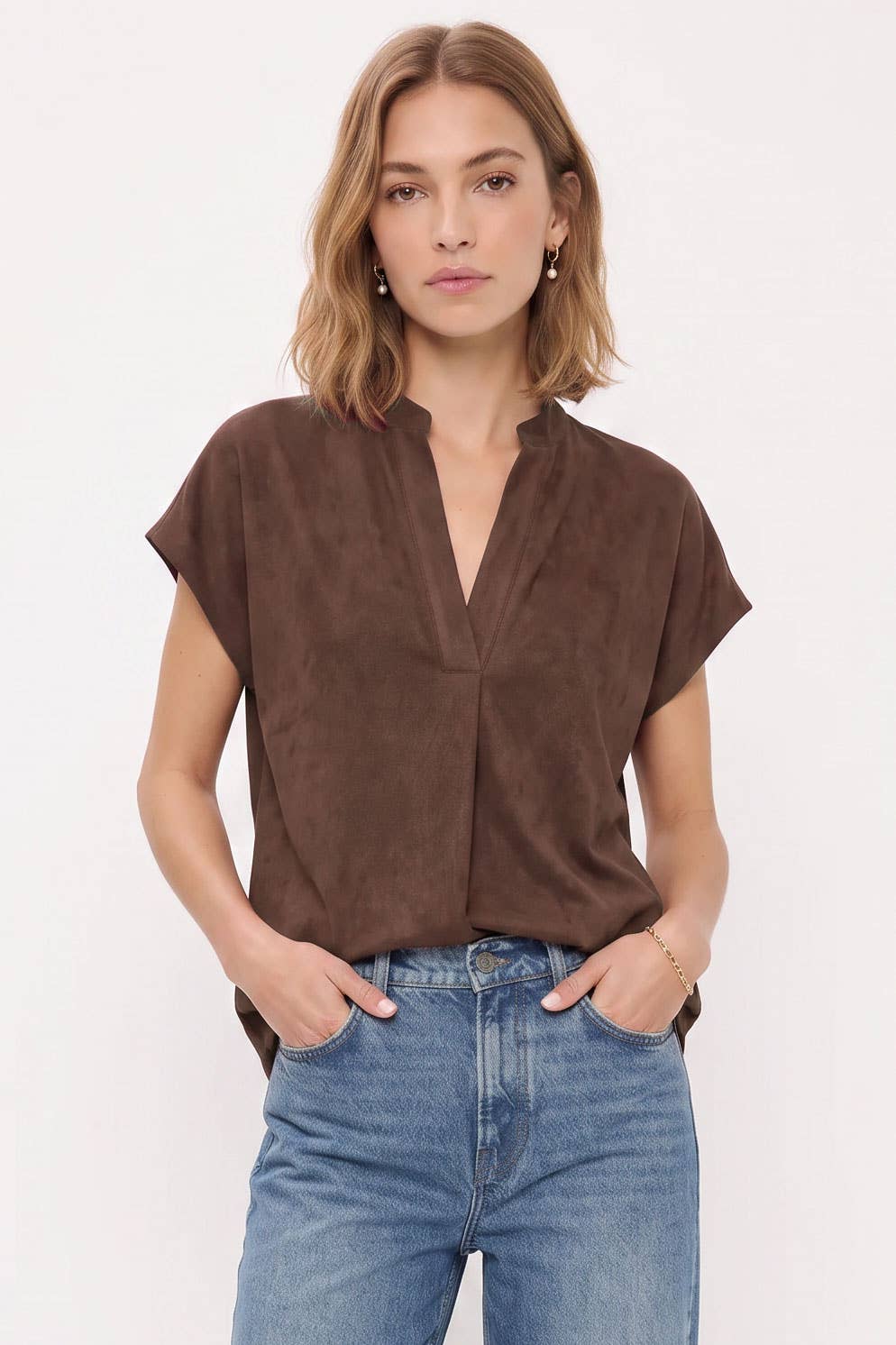 Soft Matte Drop Shoulder Blouse: Wine / S