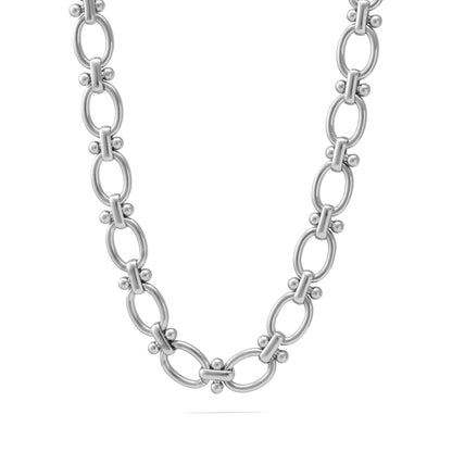Stainless Steel Round and Bead Chain Necklace: Stainless