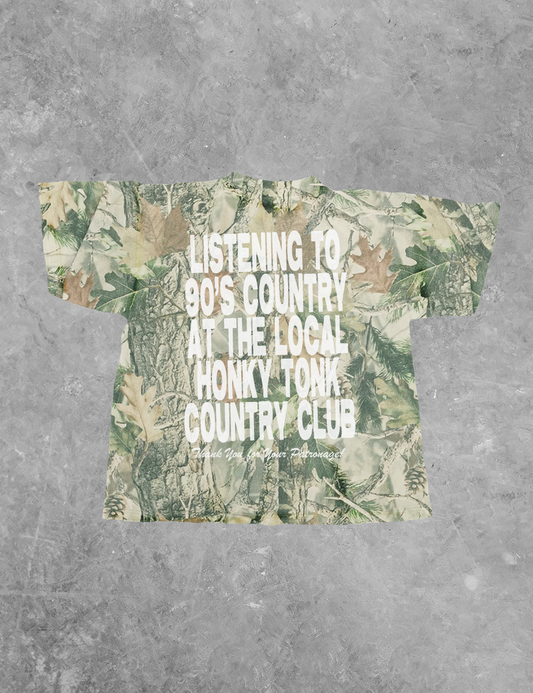 Honky Tonk Country Club, 90's Country Boxy Cotton TShirt: Green Camo