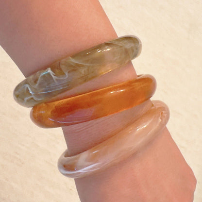 Natural Tones Bold Resin Bangle Set Of 3: Sunset