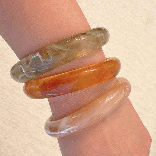 Natural Tones Bold Resin Bangle Set Of 3: Sunset