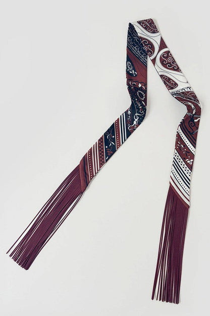 Printed Fringed Detail Scarf: 1 / One Size