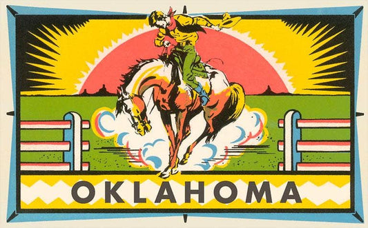 Postcard OK-135 Bucking Bronco, Cowboy