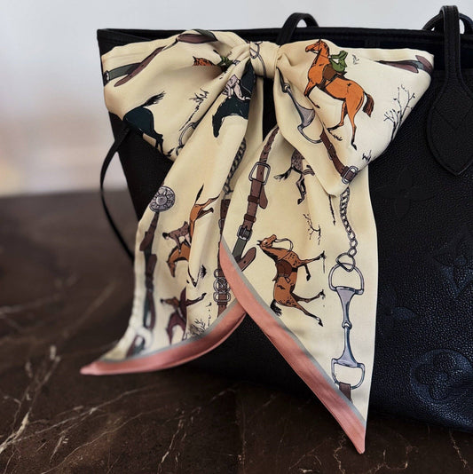 Heritage Equestrian Jumbo Twilly Scarf – Horse & Bridle Print