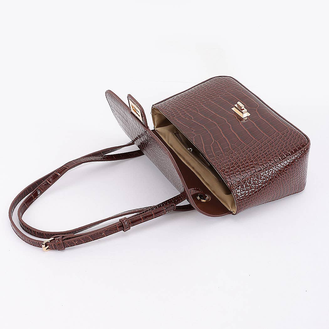 Croc Patent Leather Flap Bag: CF