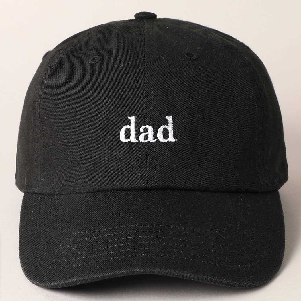 Baseball Cap With Dad Text Embroidery : Black / ONE SIZE