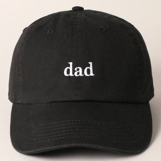 Baseball Cap With Dad Text Embroidery : Black / ONE SIZE