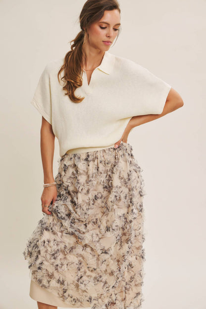 Beaumont Effortless Rib Knit Top: Cream