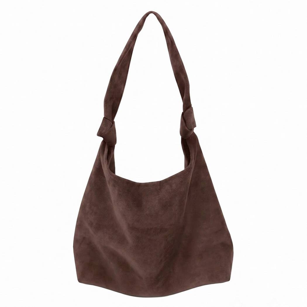 Knotted Faux Suede Hobo Bag: EP