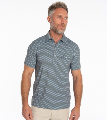 Short Sleeve Performance Sport Players Shirt - Medallion Print - Olive