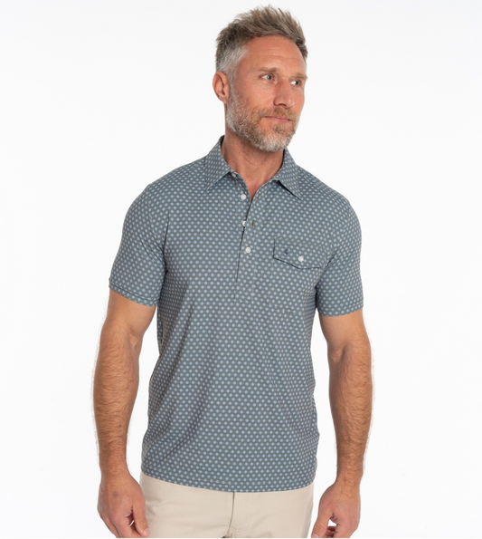 Short Sleeve Performance Sport Players Shirt - Medallion Print - Olive