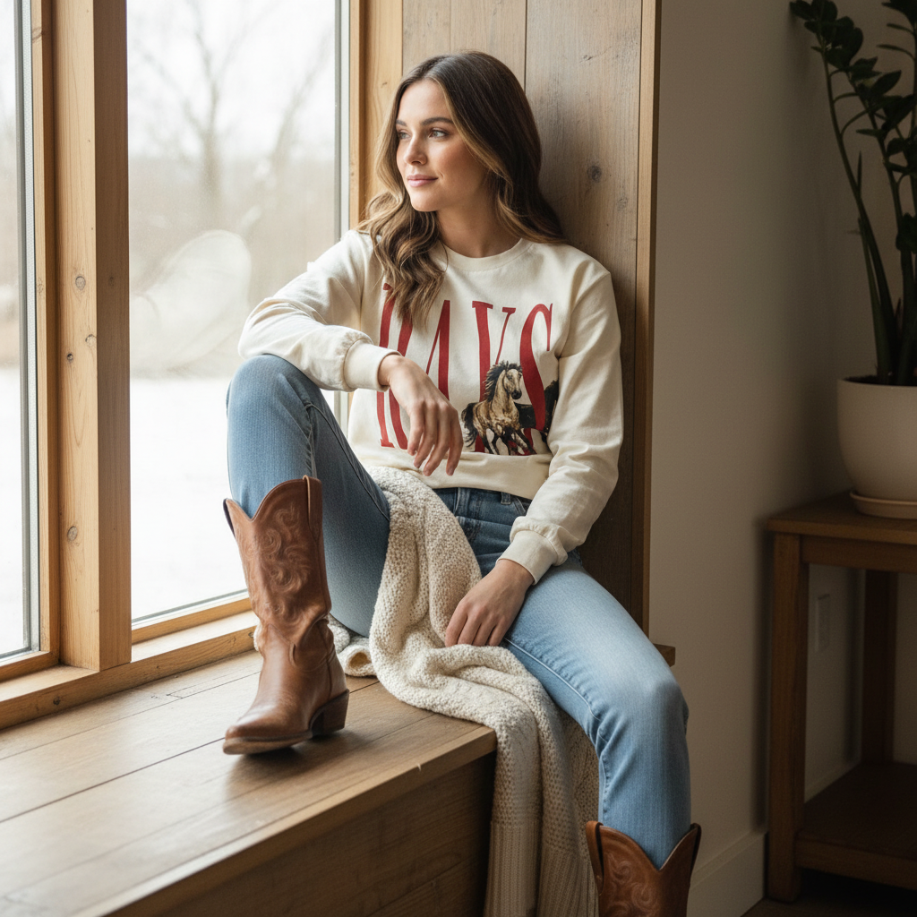 Ray’s Stampede Tee: Natural Long Sleeve