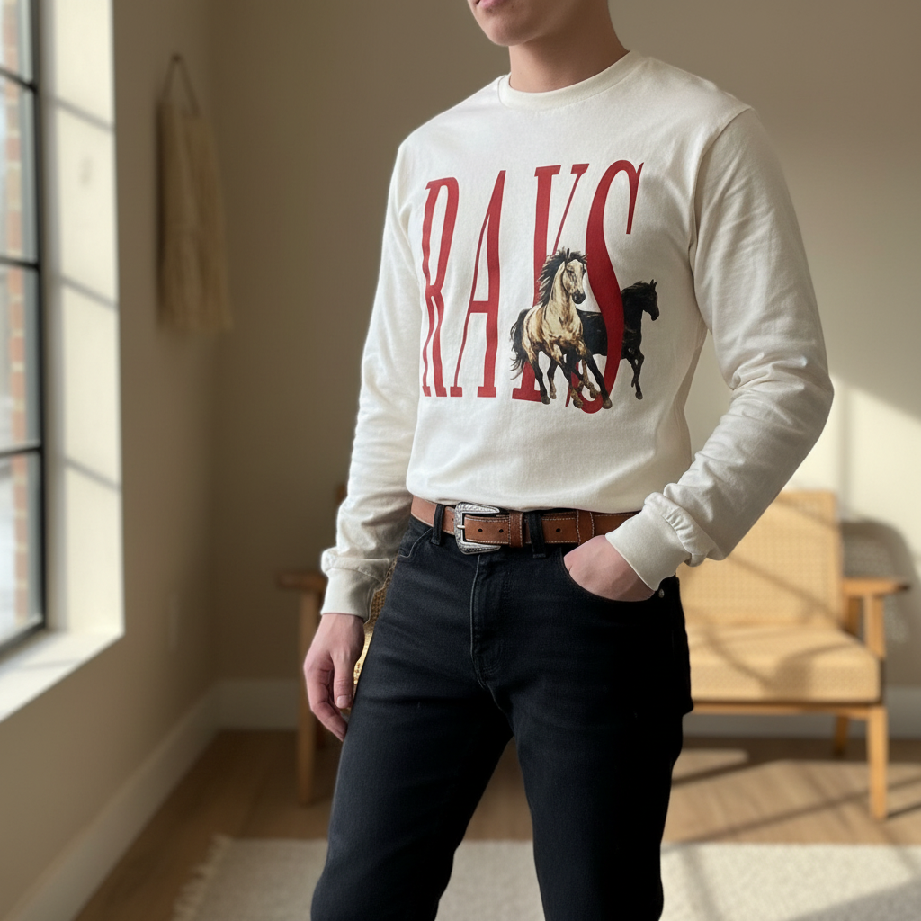 Ray’s Stampede Tee: Natural Long Sleeve