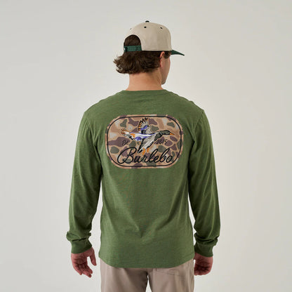 Long Sleeve Tee - Ducks Flying In - Heather Olive