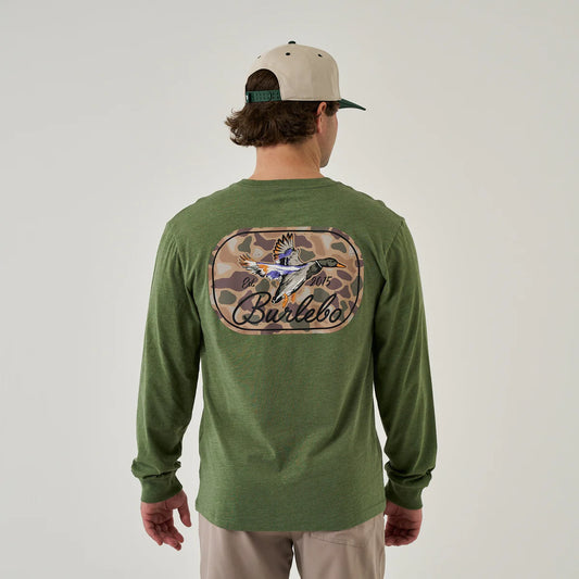 Long Sleeve Tee - Ducks Flying In - Heather Olive