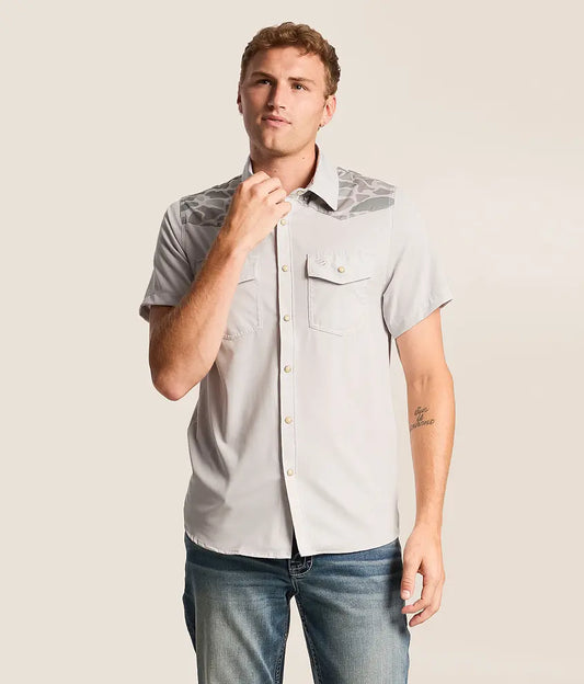 Performance Western Shirt: Bird Season Camo Grey