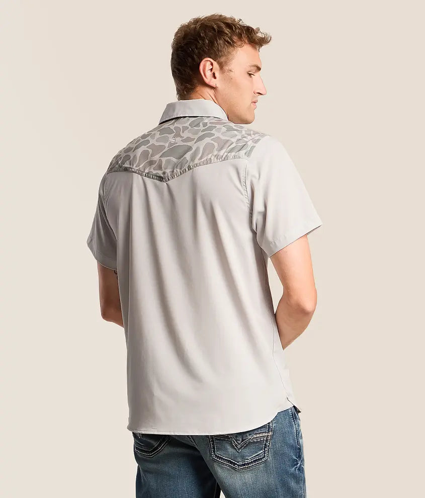Performance Western Shirt: Bird Season Camo Grey