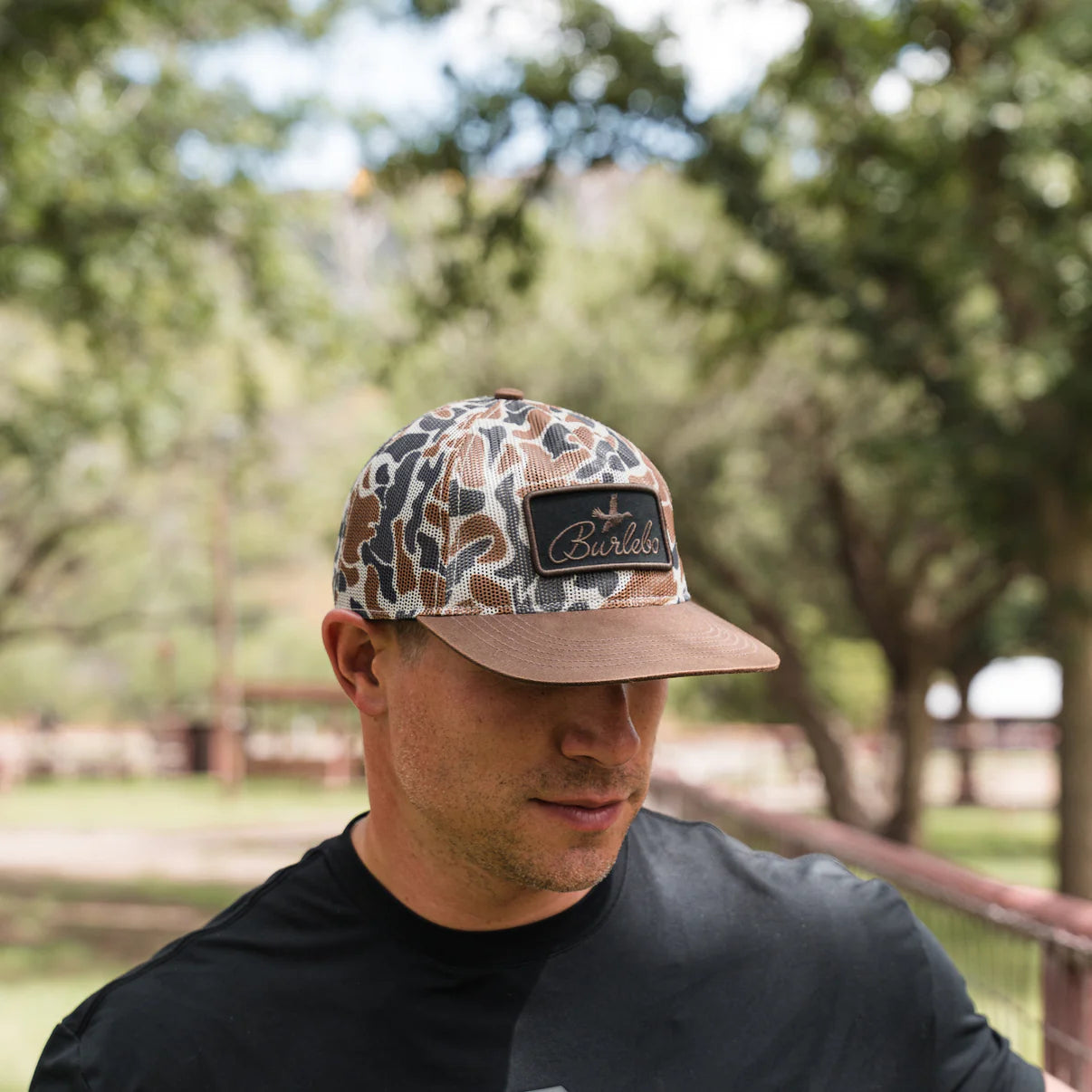 Burlebo Hat: Woods Camo Mesh