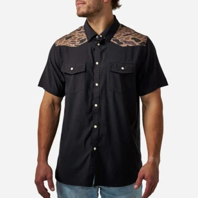 Performance Western Shirt: Deer Season Black and Gauge Camo