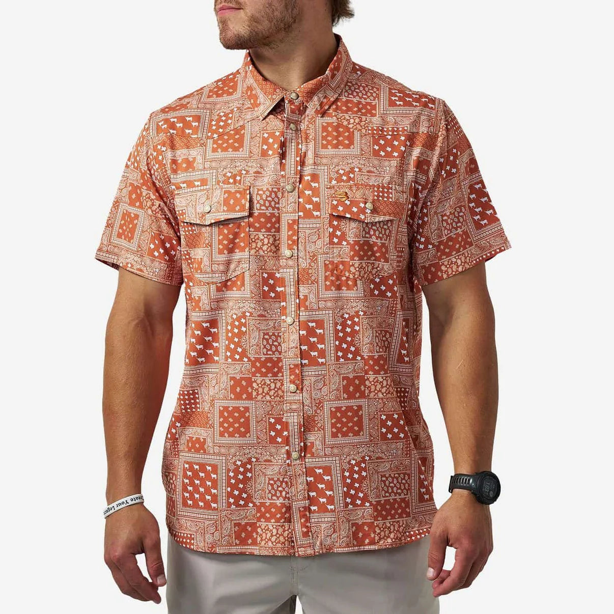 Performance Western Shirt - Texas Paisley: Orange