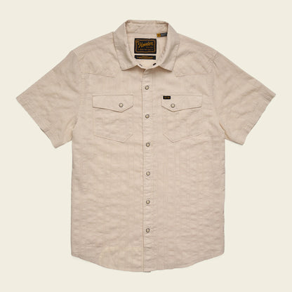 H Bar B Snapshirt: Eyelet Stripe Off White