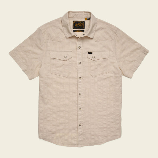 H Bar B Snapshirt: Eyelet Stripe Off White