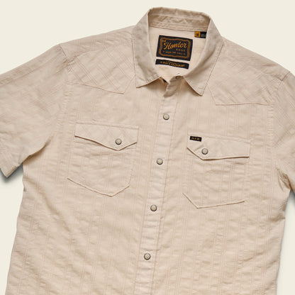 H Bar B Snapshirt: Eyelet Stripe Off White