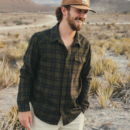 La Grange Lightweight Flannel: Cohen Plaid - Dark Olive