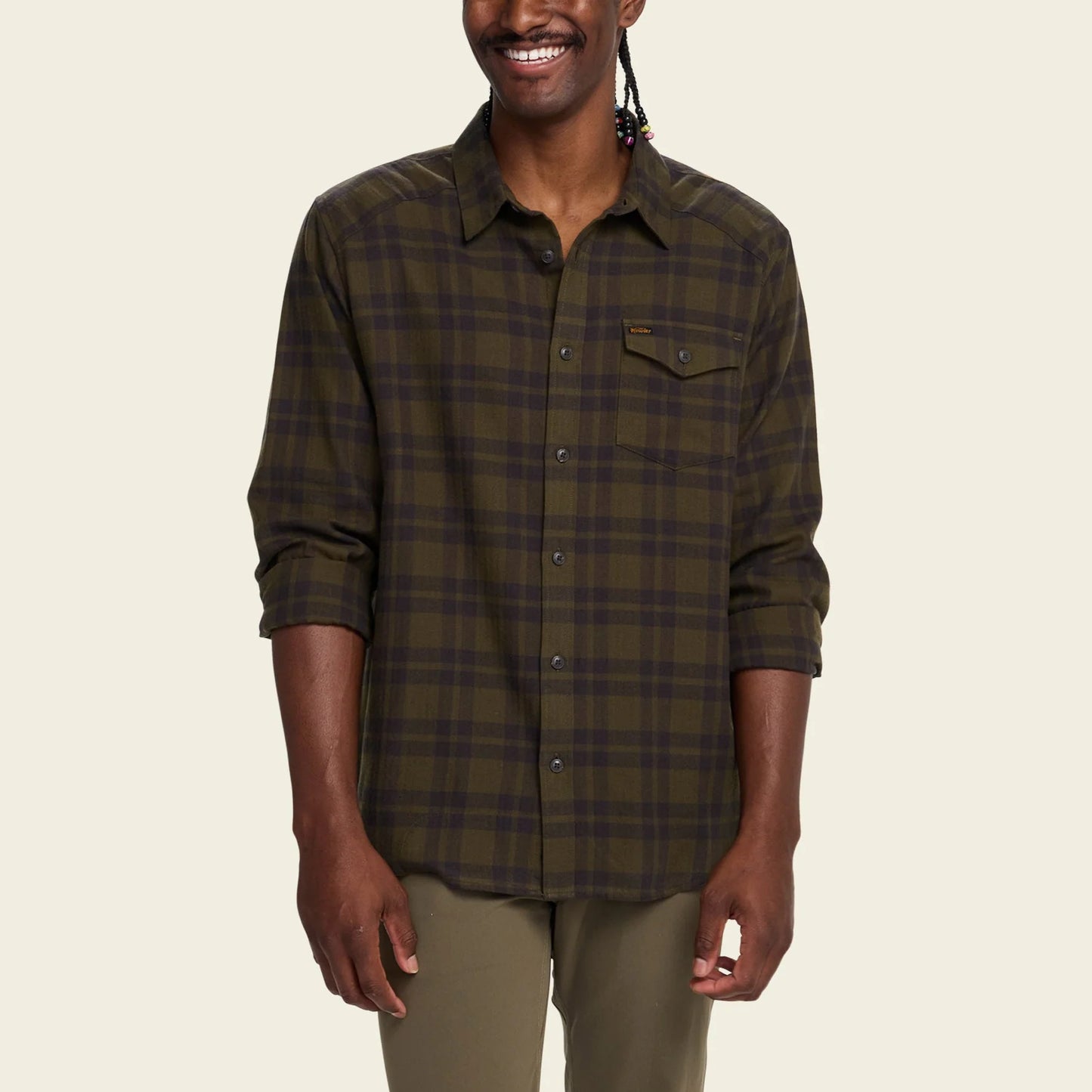 La Grange Lightweight Flannel: Cohen Plaid - Dark Olive