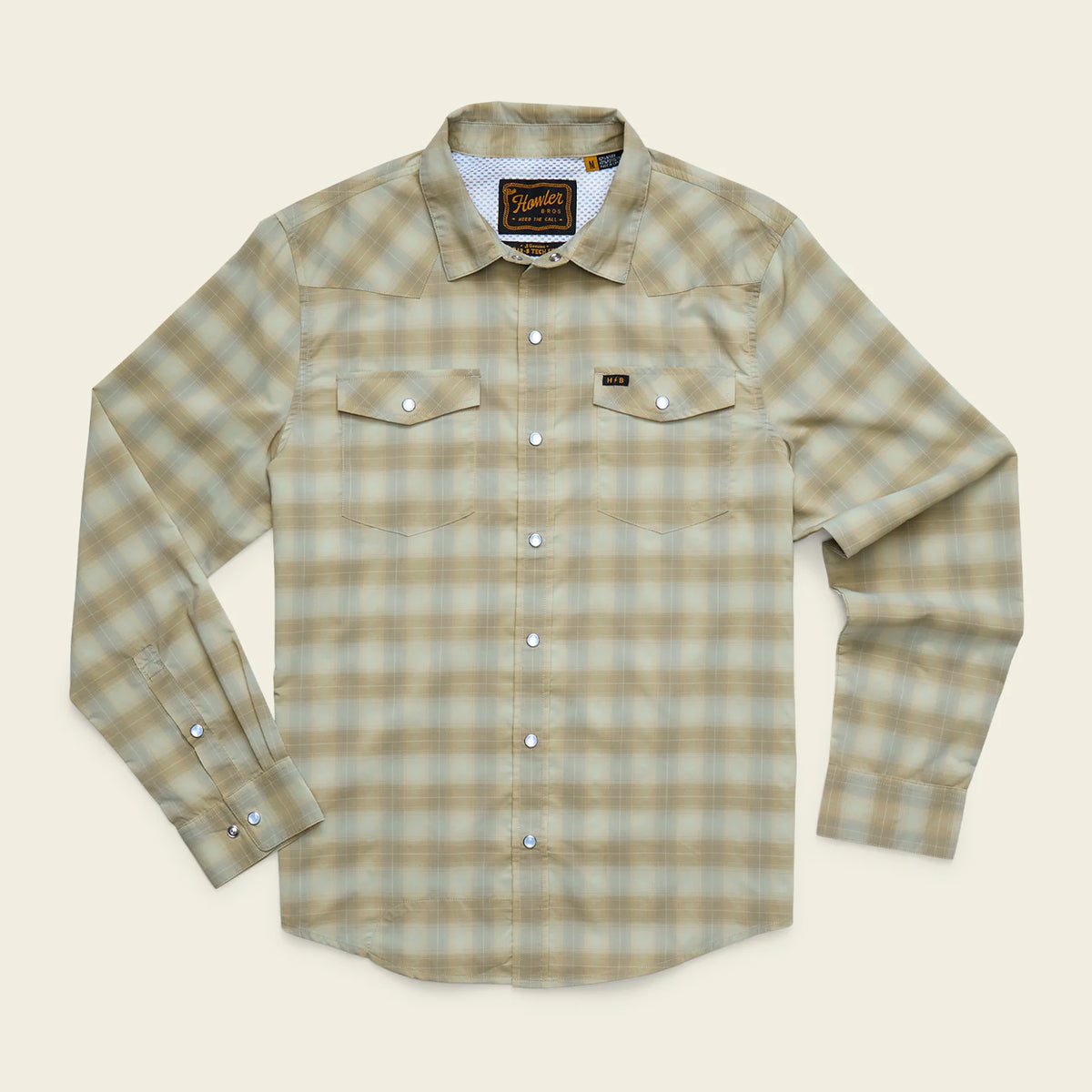 H Bar B Tech Longsleeve: Kent Plaid Fog Green