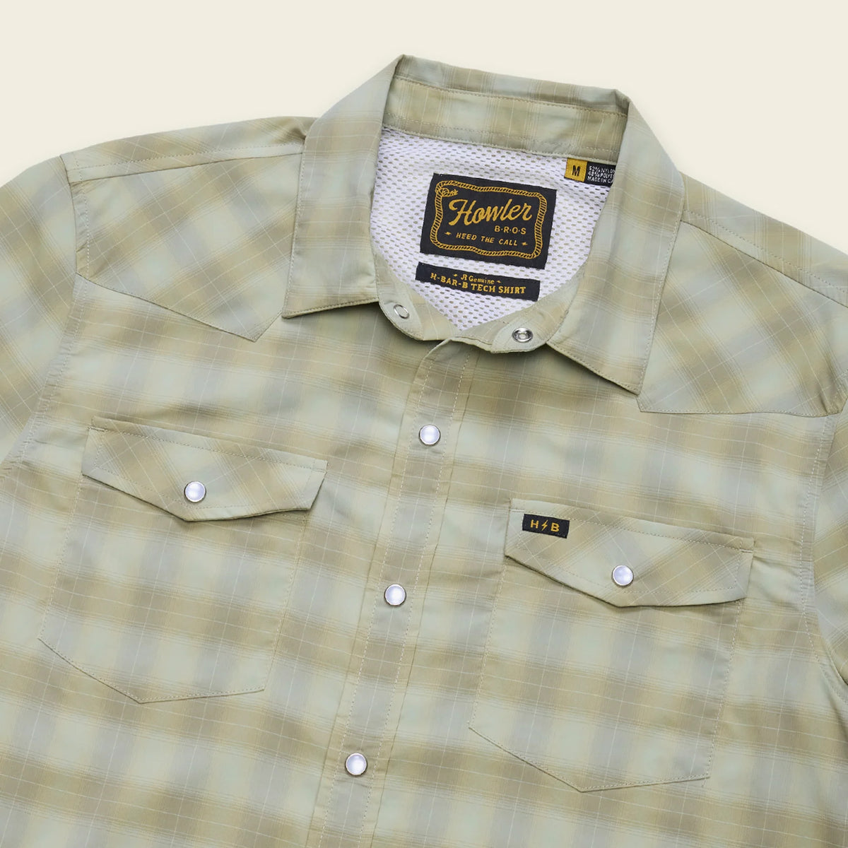 H Bar B Tech Longsleeve: Kent Plaid Fog Green