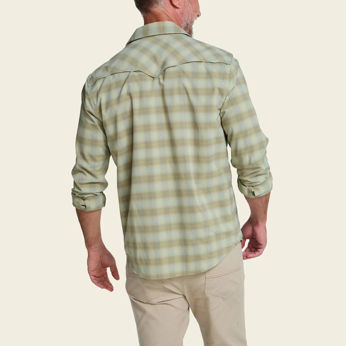 H Bar B Tech Longsleeve: Kent Plaid Fog Green