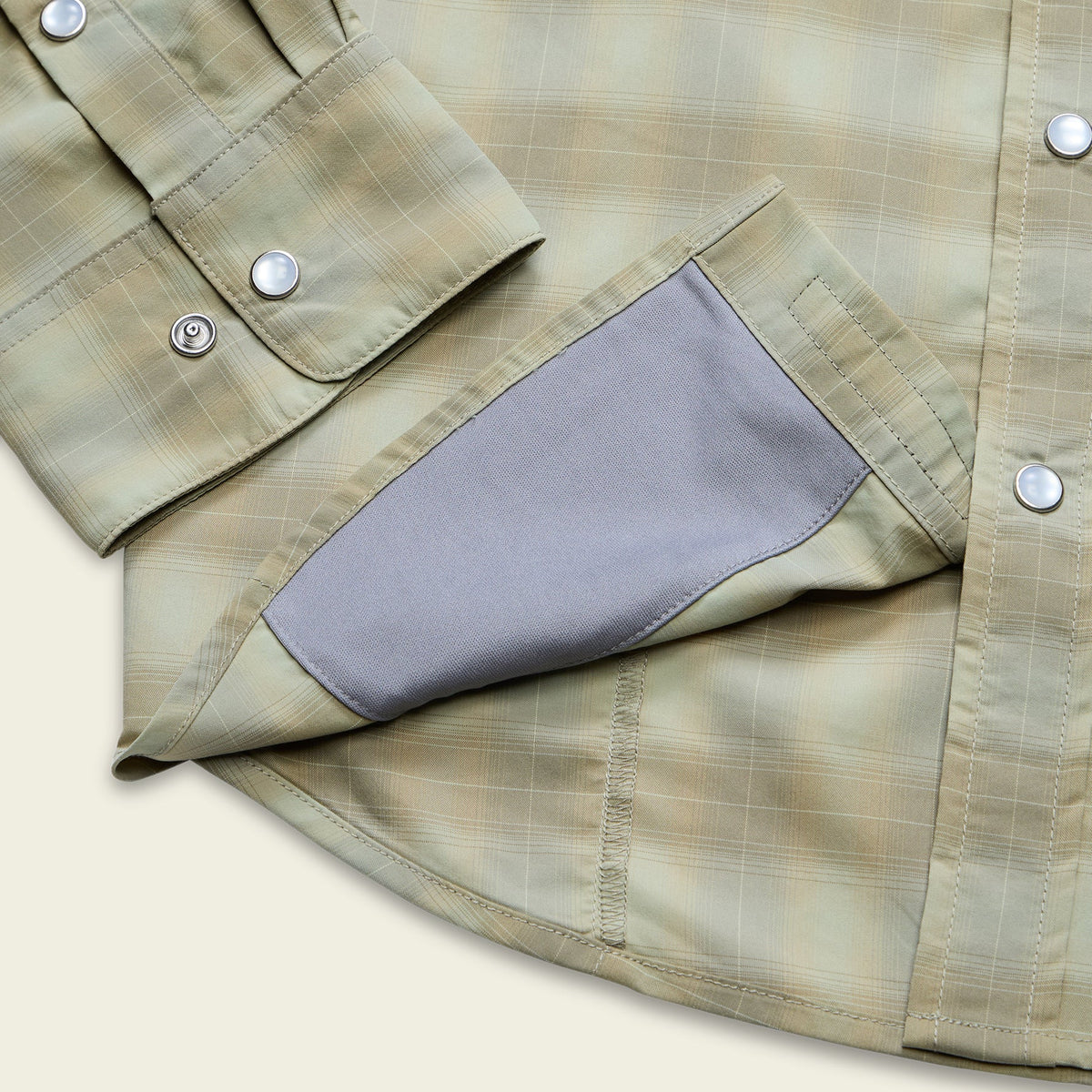 H Bar B Tech Longsleeve: Kent Plaid Fog Green
