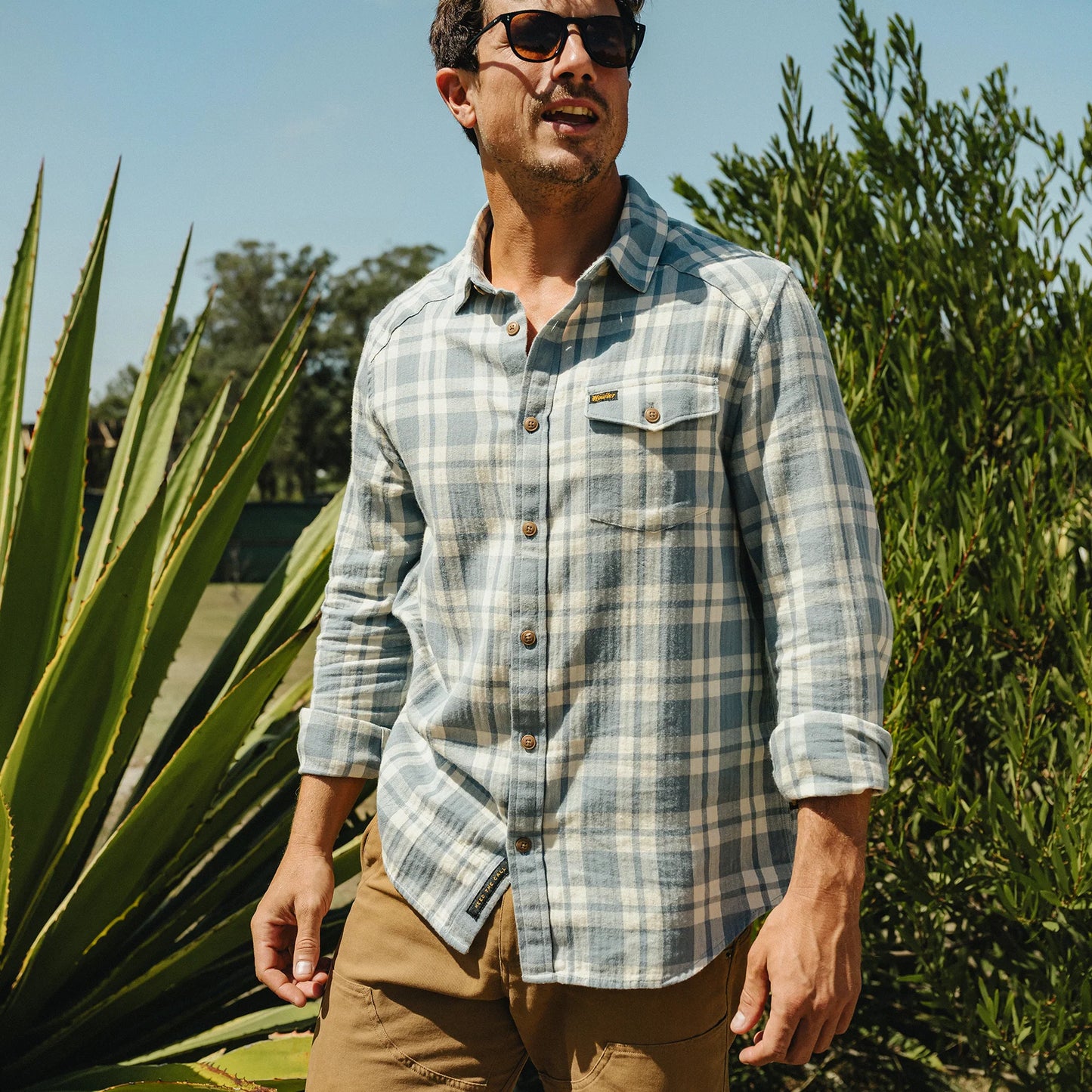 La Grange Lightweight Flannel: Cohen Plaid Iron Blue