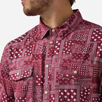 Burlebo Performance Western Shirt - Texas Paisley - Maroon