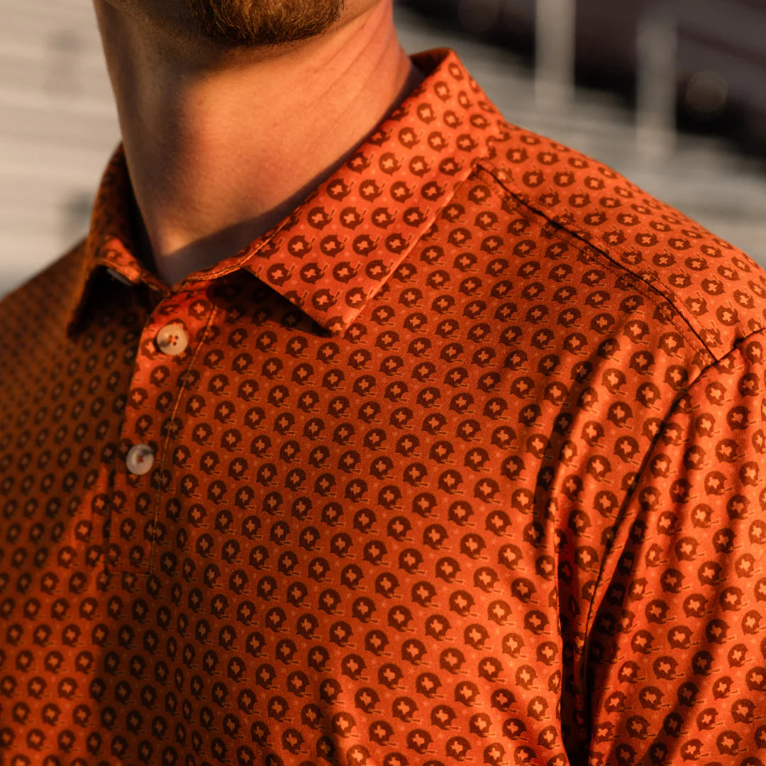 Burlebo Performance Polo - Texas Vintage Helmets - Orange