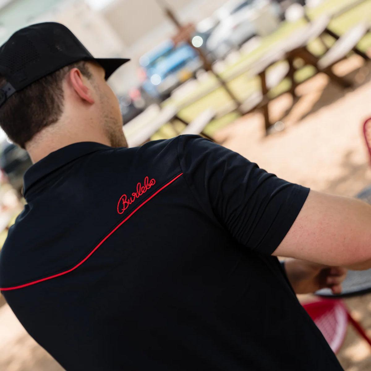 Burlebo Pearl Snap Performance Polo - Black And Red