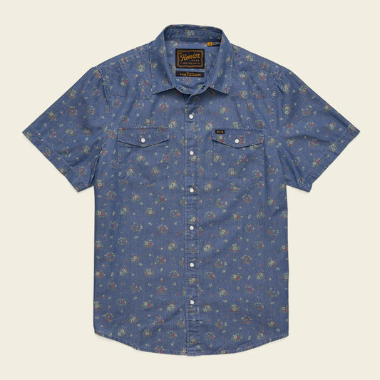 H Bar B Snapshirt: Bouquets - Washed Indigo