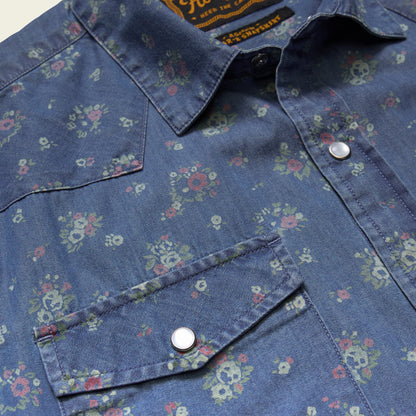H Bar B Snapshirt: Bouquets - Washed Indigo