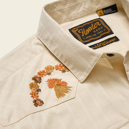 Crosscut Deluxe Shortsleeve Shirt - Fowl Play : Off White Dobby