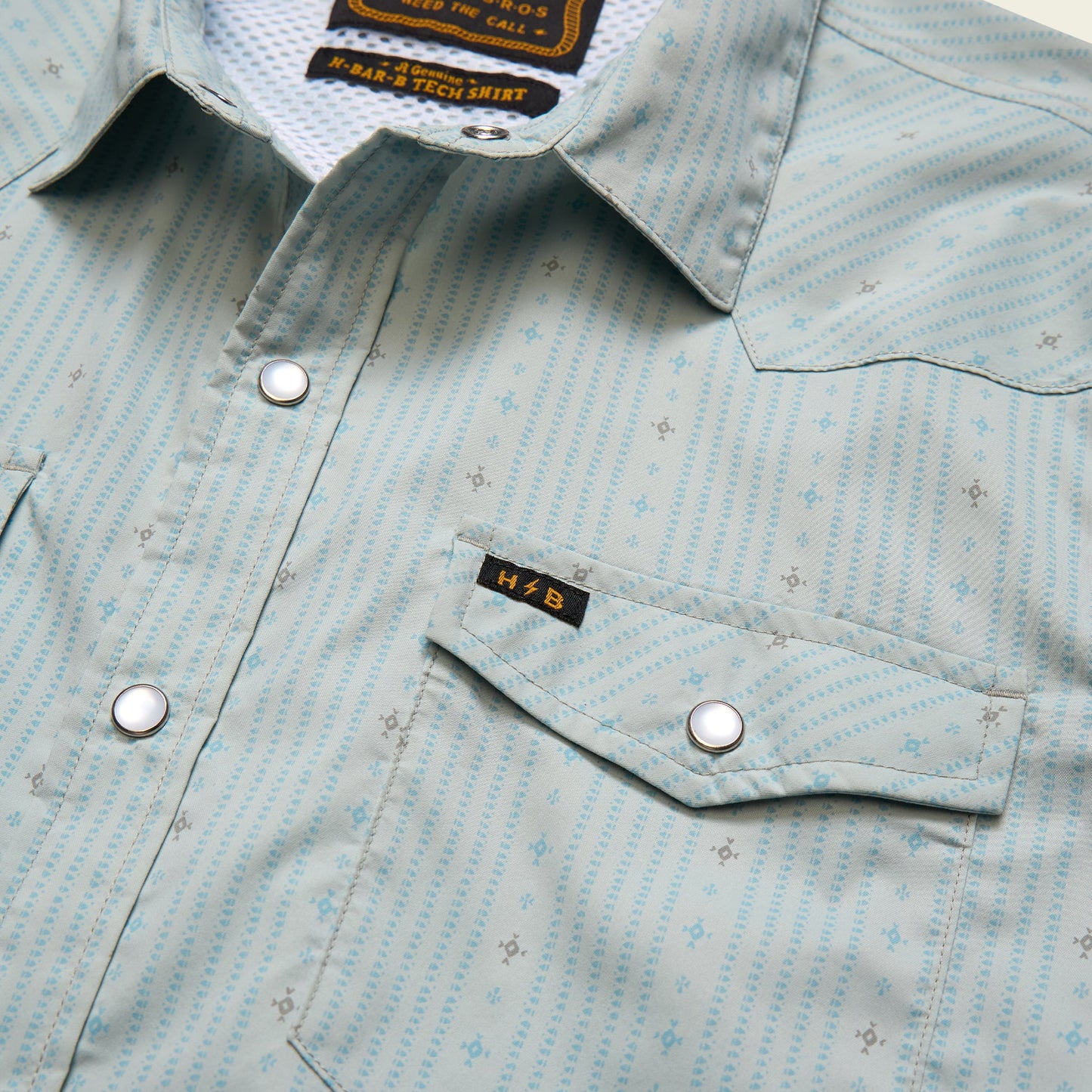 H Bar B Tech Longsleeve - Supernova Stripe: Ash Blue