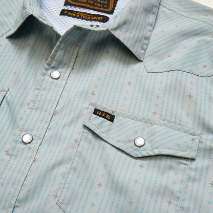 H Bar B Tech Longsleeve - Supernova Stripe: Ash Blue