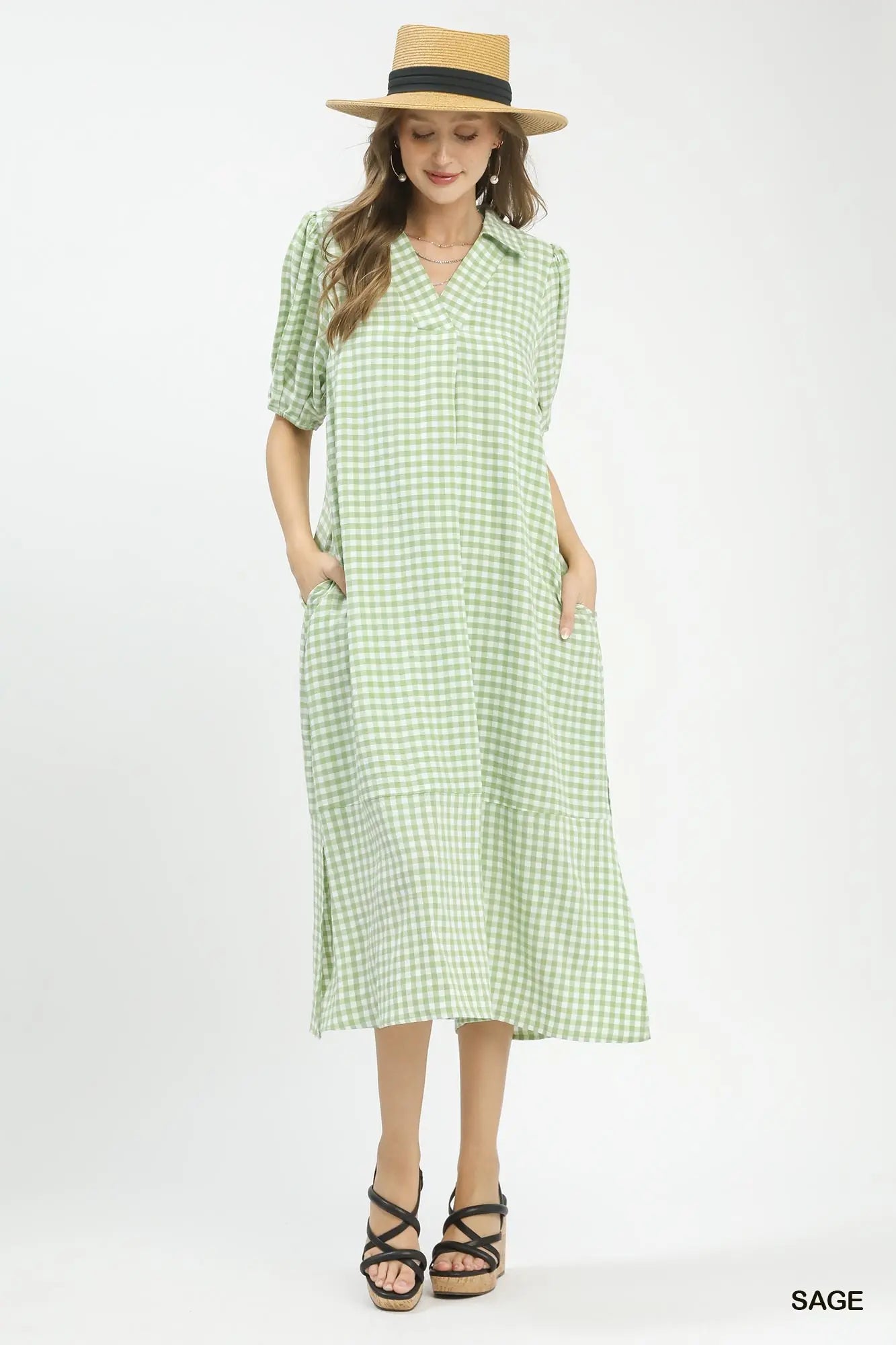 Magnolia Gingham Midi Dress: Green