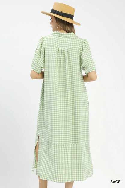 Magnolia Gingham Midi Dress: Green