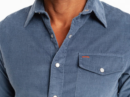Corduroy Pearl Snap: Slate Blue
