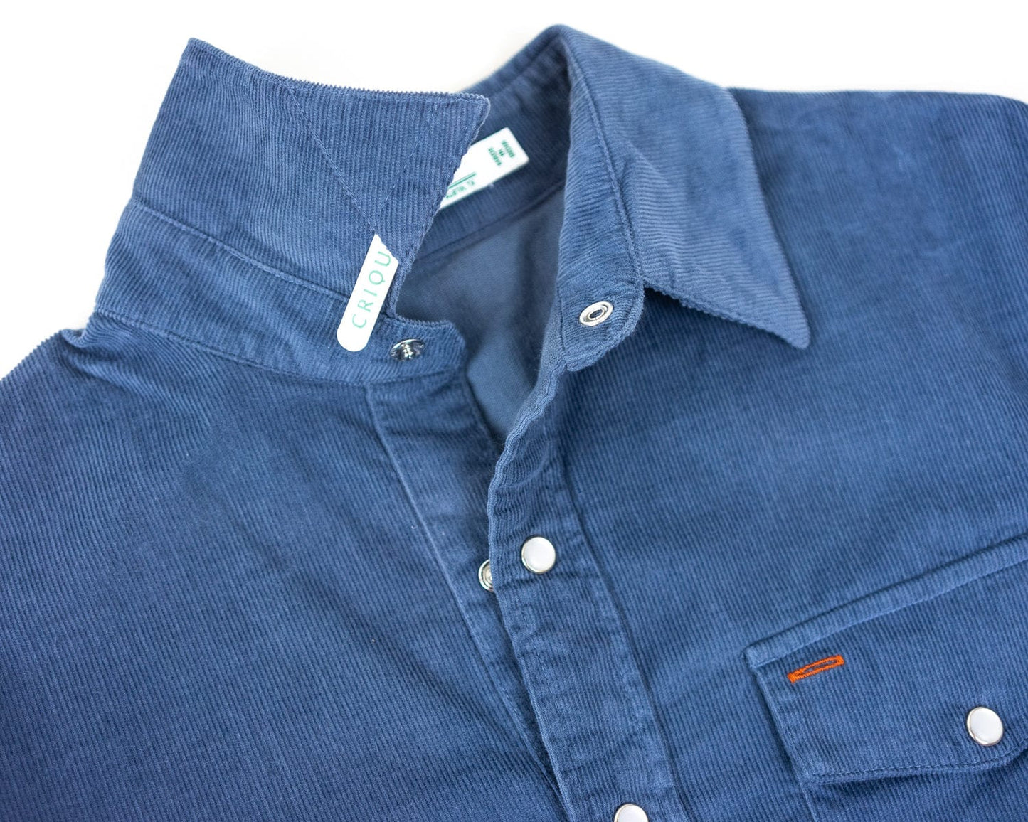Corduroy Pearl Snap: Slate Blue