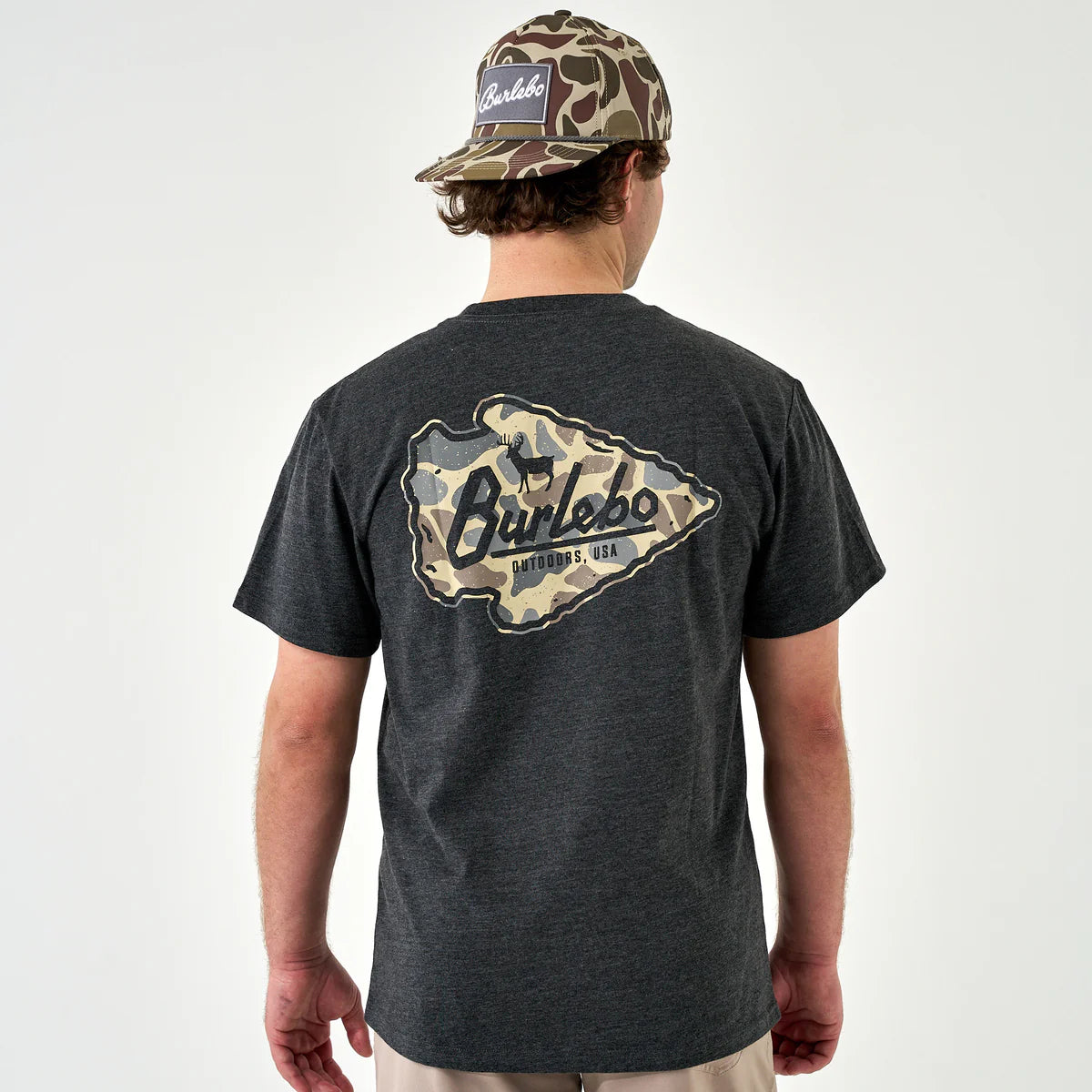 Short Sleeve Tee - Arrowhead Classic Deer Camo - Heather Black