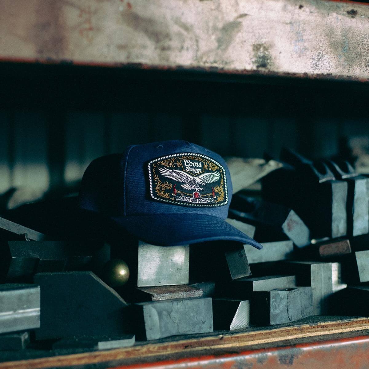 Seager x Coors Banquet Eagle Snapback Hat: Navy